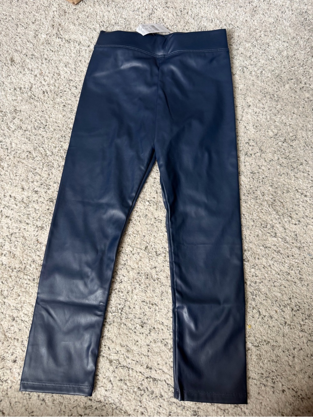 J. Crew Navy Faux Leather Kids Leggings NWT size 6